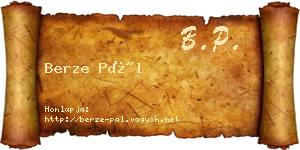 Berze Pál névjegykártya
